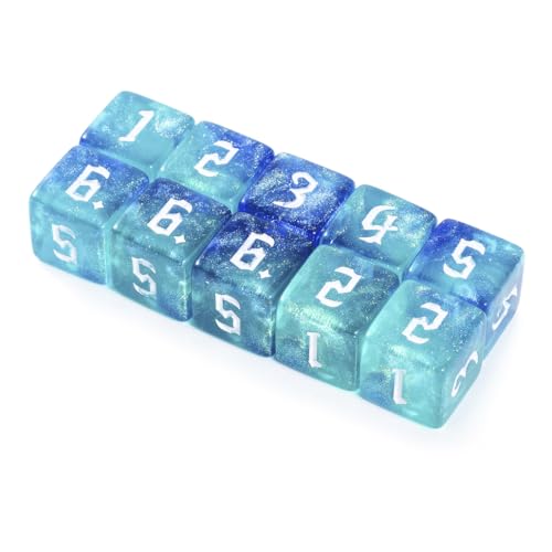 Yourandoll 10 STÜCKE Polyedrische Würfel Doppel-Farben D6 Würfel Dice 16mm Spielwürfel for DND RPG Tischspiele (Blau Grün) von Yourandoll