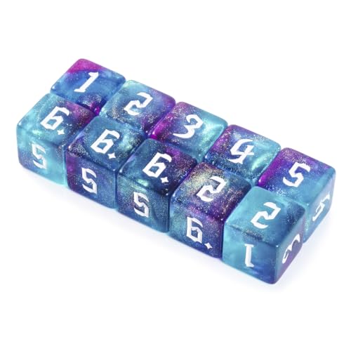 Yourandoll 10 STÜCKE Polyedrische Würfel Doppel-Farben D6 Würfel Dice 16mm Spielwürfel for DND RPG Tischspiele (Grün Lila) von Yourandoll