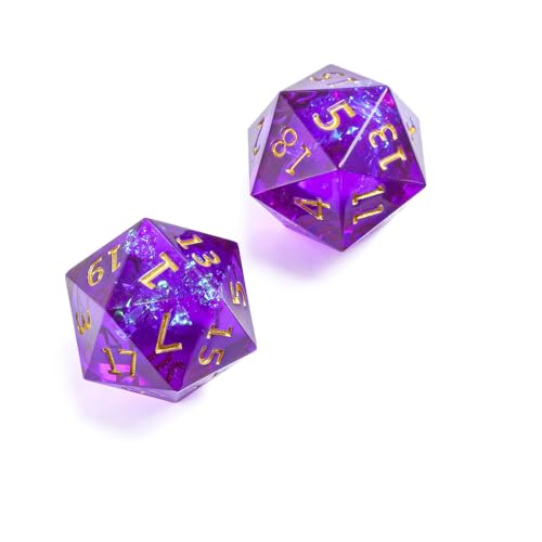 Yourandoll 2 STÜCKE Polyedrische Würfel D20 Würfel 22mm Resin Dice Spielwürfel for DND RPG Brettspiel Kartenspiel (Lila) von Yourandoll