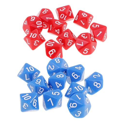Yourandoll 20 STÜCKE Polyedrische Würfel D10 Dice Würfel Spielwürfel for DND RPG Dungeons & Dragons Brettspiel Kartenspiel (Rot und Blau) von Yourandoll