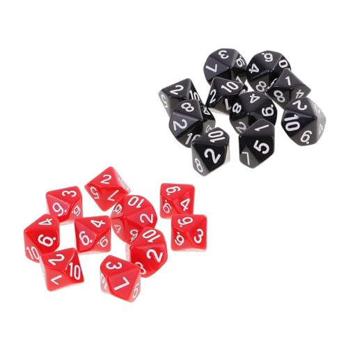 Yourandoll 20 STÜCKE Polyedrische Würfel D10 Dice Würfel Spielwürfel for DND RPG Dungeons & Dragons Brettspiel Kartenspiel (Rot und Schwarz) von Yourandoll