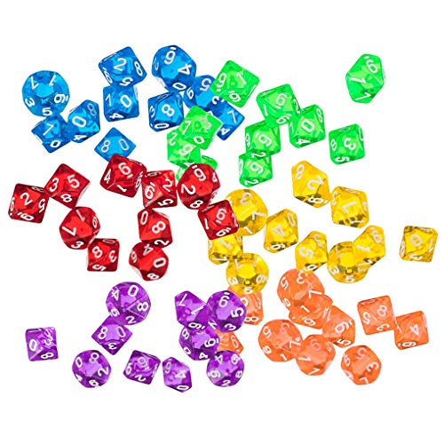 Yourandoll 60 STÜCKE Polyedrische Würfel D10 (0-9) Dice Würfel Spielwürfel for DND RPG Tischspiele von Yourandoll