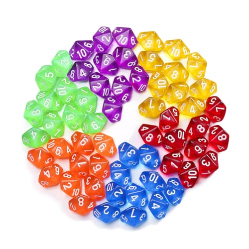 Yourandoll 60 STÜCKE Polyedrische Würfel D10 Würfel Acryl 10 Seitige Dice Spielwürfel for DND RPG Tischspiele Yourandoll 60 STÜCKE Polyedrische Würfel D10 Würfel Acryl 10 Seitige Dice Spielwürfel for DND RPG Tischspiele von Yourandoll