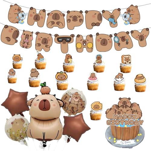 Capybara-Geburtstagsdekorationen, Tierballons, Capybara-Stoff-Anime-Thema, Kinder-Ballon zum Dekorieren von Geburtstagspartys, Hochzeiten und Feiern, 19 Stück Capybara-Geburtstagsdekorationen, Tierballons, Capybara-Stoff-Anime-Thema, Kinder-Ballon zum Dekorieren von Geburtstagspartys, Hochzeiten und Feiern, 19 Stück von YouthLoxus