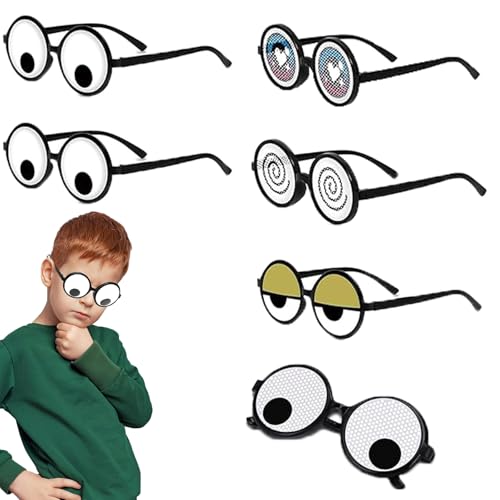 YouthLoxus Lustige Brille, lustige Brille für Erwachsene, Kulleraugen, Partybrille, Kinder, Erwachsene, Männer und Frauen, Halloween-Kostüme, Partydekorationen, Zubehör, 6 Stück von YouthLoxus