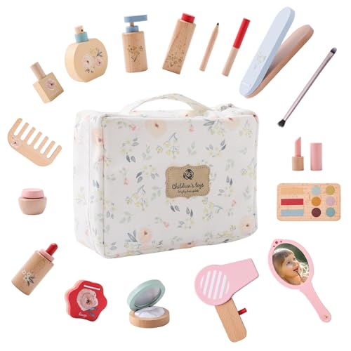 Holzschminke Spielset Mädchen Schminkkoffer Holz Kinderschminke Set Spielzeug von Youuys