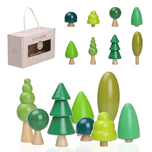 Youuys 8 Stück Holz Baum Spielzeug Set Holz Wald Bäume Montessori Spielzeug ab 1 Jahr Kreative Kinder Kunst DIY Kunsthandwerk Weihnachtsdekoration Wohnzimmer Garten Deko von Youuys