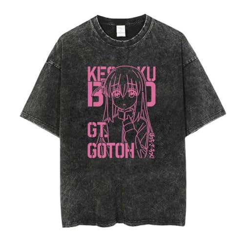 Youxy Goto Hitori T-Shirt Anime Sommeroberteil Unisex Cartoon Bedruckter Kurzarm Retro Washed Tshirt Fashion Kurzarm für Jugendliche von Youxy