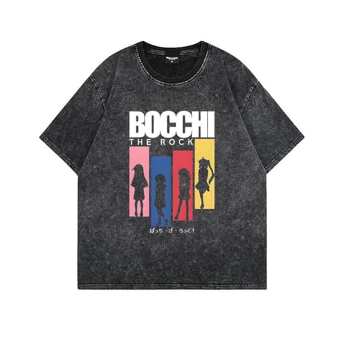 Youxy Goto Hitori T-Shirt Retro Washed Anime Bedruckter Kurzarm Yamada Ryo/Ijichi Nijika Modischer Rundhals-T-Shirt Unisex Sommeroberteil S-3XL von Youxy