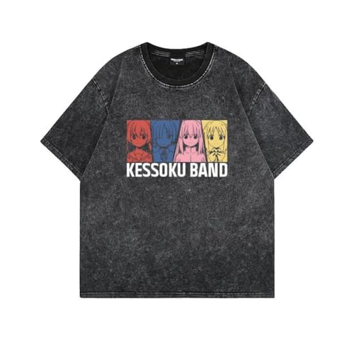 Youxy Goto Hitori T-Shirt Retro Washed Anime Bedruckter Kurzarm Yamada Ryo/Ijichi Nijika Modischer Rundhals-T-Shirt Unisex Sommeroberteil S-3XL von Youxy