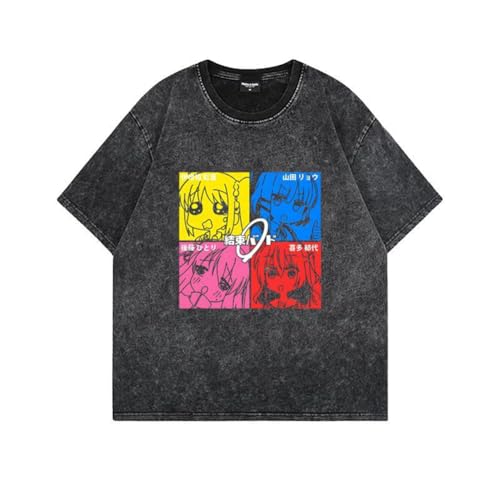 Youxy Goto Hitori T-Shirt Retro Washed Anime Bedruckter Kurzarm Yamada Ryo/Ijichi Nijika Modischer Rundhals-T-Shirt Unisex Sommeroberteil S-3XL von Youxy