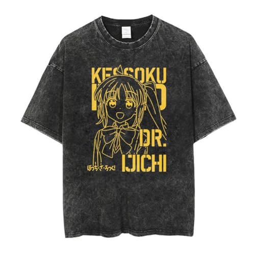 Youxy Ijichi Nijika T-Shirt Anime Sommeroberteil Unisex Cartoon Bedruckter Kurzarm Retro Washed Tshirt Fashion Kurzarm für Jugendliche von Youxy
