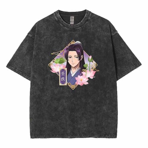 Youxy Maomao/Jinshi T-Shirt Retro Washed Anime Bedruckter Kurzarm Unisex Casual Baumwoll-Top Modischer Rundhals-T-Shirt Maomao Merch Geschenk S-3XL von Youxy