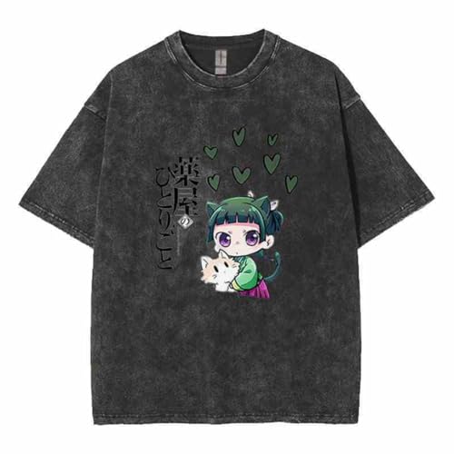 Youxy Maomao/Jinshi T-Shirt Retro Washed Anime Bedruckter Kurzarm Unisex Casual Baumwoll-Top Modischer Rundhals-T-Shirt Maomao Merch Geschenk S-3XL von Youxy