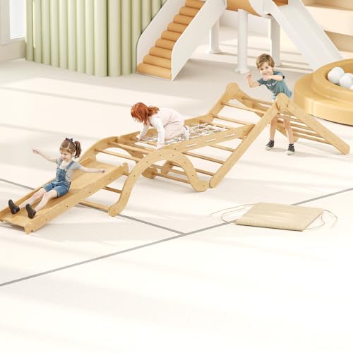 Youyijia 5-in-1 Indoor-Klettergerüst für Kleinkinder, Montessori-Klettergerüst-Set mit Kletterdreieck, Bogen, Rutsche, Kletternetz und Kissen, faltbares Kletterspielzeug für Kinder, 3–6 Jahren Youyijia 5-in-1 Indoor-Klettergerüst für Kleinkinder, Montessori-Klettergerüst-Set mit Kletterdreieck, Bogen, Rutsche, Kletternetz und Kissen, faltbares Kletterspielzeug für Kinder, 3–6 Jahren von Youyijia