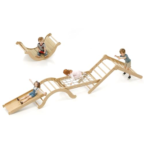 Youyijia 6-in-1 Indoor-Klettergerüst für Kleinkinder, Montessori-Klettergerüst-Set mit Holz-Kletterdreieck, Bogen, Rutsche, Kletternetz und Kissen, faltbares Kletterspielzeug für Kinder, 3–6 Jahren Youyijia 6-in-1 Indoor-Klettergerüst für Kleinkinder, Montessori-Klettergerüst-Set mit Holz-Kletterdreieck, Bogen, Rutsche, Kletternetz und Kissen, faltbares Kletterspielzeug für Kinder, 3–6 Jahren von Youyijia