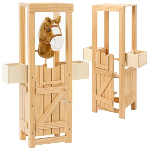 Youyijia Holzständer für Steckenpferd-Accessoires mit Seitenschale – Stall-Display für Requisiten, Zubehör & Deko von Youyijia