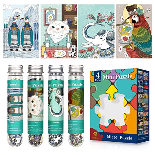 Mini-Puzzles für Erwachsene, 150 Teile (4 Packungen), kleines Puzzle, herausforderndes Mikro-Puzzle, schwierig, kleines Puzzle, Heimdekoration, Unterhaltung, 6 x 4 Zoll(15 x 10 cm) (4 Pack-2) von Yove Bzvst