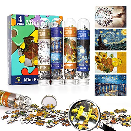 Mini-Puzzles für Erwachsene, 150 Teile (4 Packungen), kleines Puzzle, herausforderndes Mikro-Puzzle, schwierig, kleines Puzzle, Heimdekoration, Unterhaltung, 6 x 4 Zoll(15 x 10 cm) (4 Pack-1) von Yove Bzvst