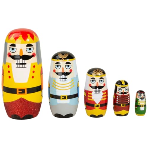 Yoyakie 5pcs Weihnachts -Nussknacker -Nistpuppen - Holz Russisches Stapelspielzeug - Holiday Decor Russische Nistpuppen Yoyakie 5pcs Weihnachts -Nussknacker -Nistpuppen - Holz Russisches Stapelspielzeug - Holiday Decor Russische Nistpuppen von Yoyakie