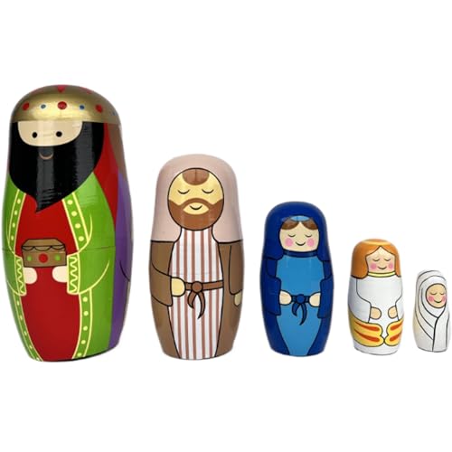 Yoyakie 5pcs nisting Puppen stapeln hölzerne russische Matryoshka dugen mit bemalter Figur Muster glattes Finish für Mädchen Geburtstagsgeschenke Russische Nisting Yoyakie 5pcs nisting Puppen stapeln hölzerne russische Matryoshka dugen mit bemalter Figur Muster glattes Finish für Mädchen Geburtstagsgeschenke Russische Nisting von Yoyakie