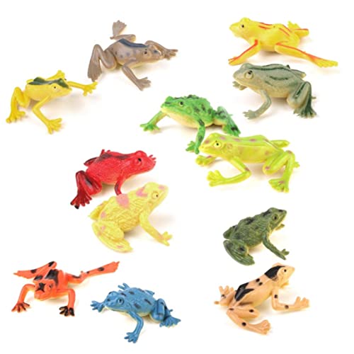 Yoyakie Mini -Froschspielzeug, 12 PCs Kunststoff Froschmodell Set farbenfrohe Simulation Frosch Mini -Bildungsfroschtierspielzeug für Kinder, Kinder von Yoyakie
