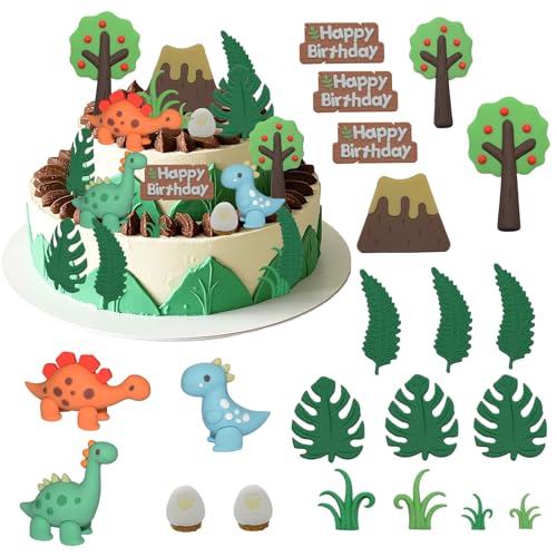 Yoyika Dinosaurier Tortendeko, Kuchendekoration Dino Tortendeko Set, Torten Topper Geburtstag Dinosaurier Deko, Dino Theme Deko Torte, Happy Birthday Cake für Kinder Jungen Baby Party Geburtstag von Yoyika