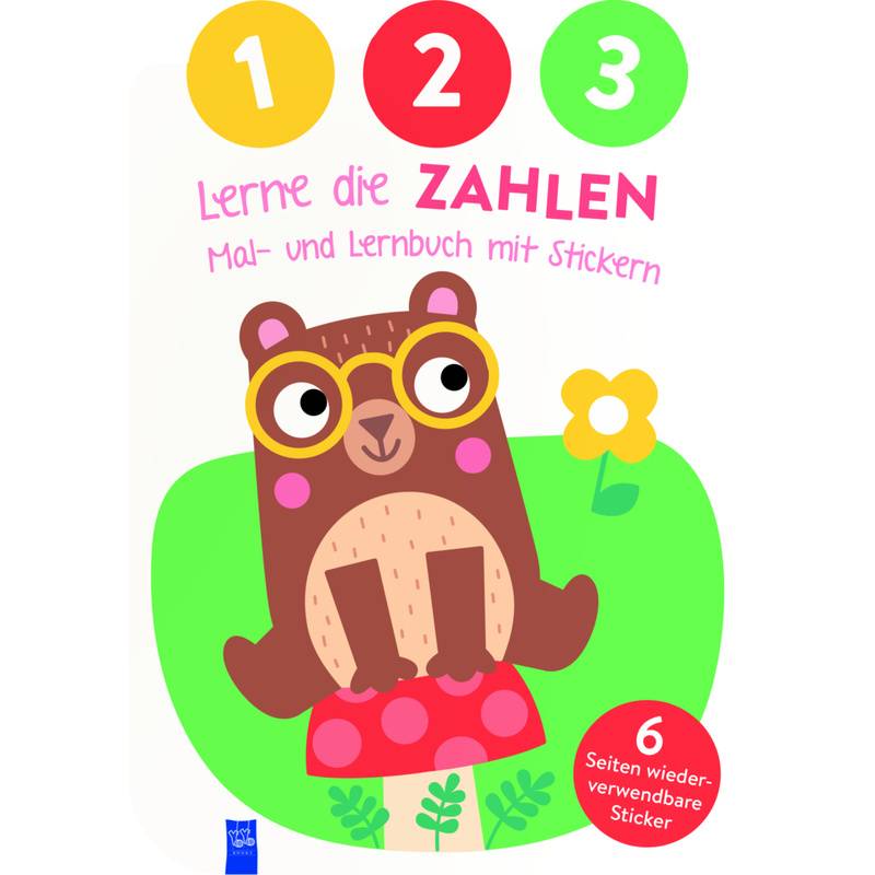 1,2,3 - Lerne die Zahlen - Mal- und Lernbuch mit Stickern (Cover Bär) von Yoyo Books