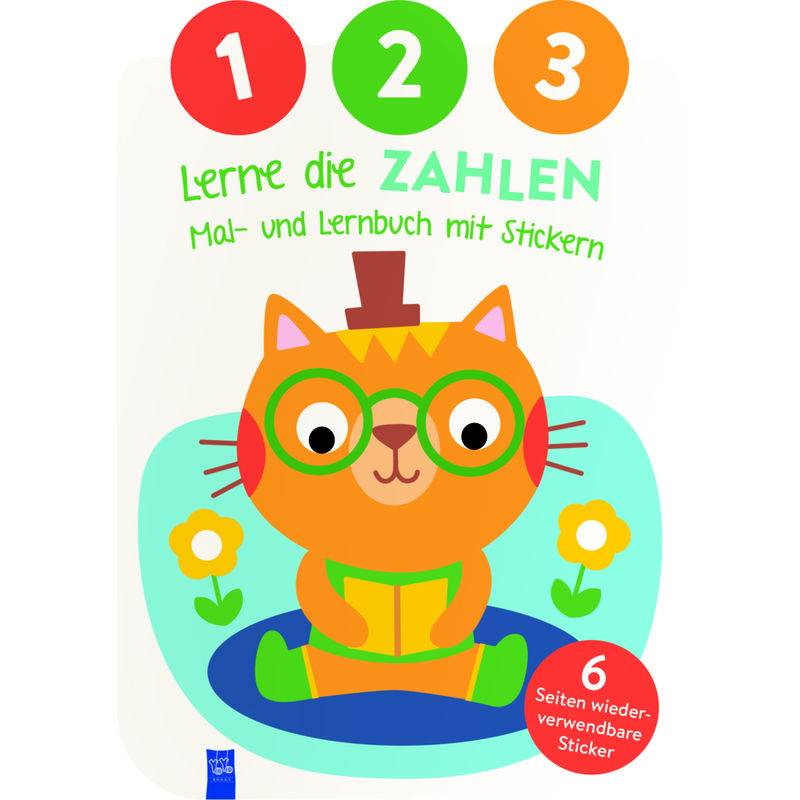 1,2,3 - Lerne die Zahlen - Mal- und Lernbuch mit Stickern (Cover Katze) von Yoyo Books