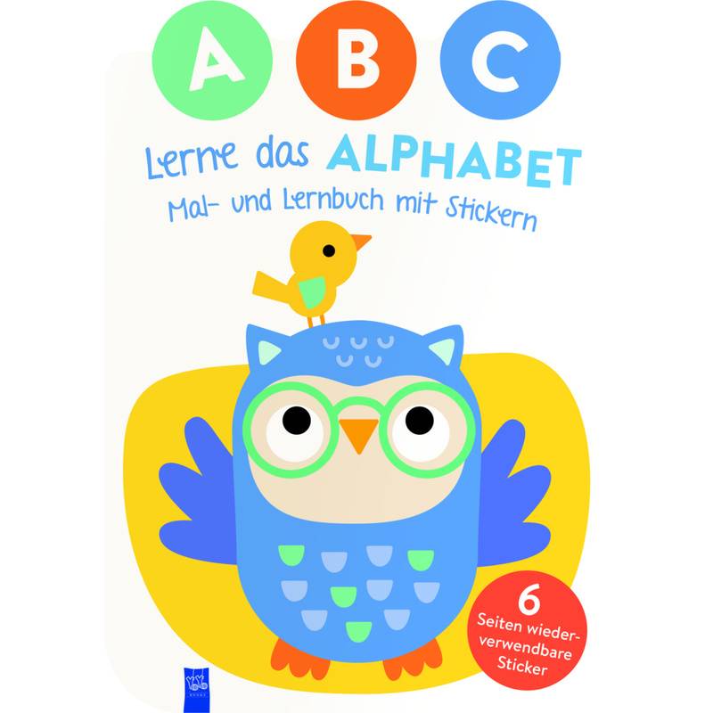 A,B,C - Lerne das Alphabet - Mal- und Lernbuch mit Stickern (Cover Eule) von Yoyo Books