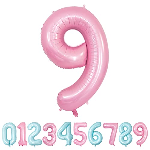 Luftballon 9. Geburtstag Zahl 100 Cm Rosa Luftballons Zahl 9 Riesige Folienballon 9 Helium Zahlenballon für Mädchen Geburtstag Hochzeit, Jubiläum Dekoration von Yoyoin