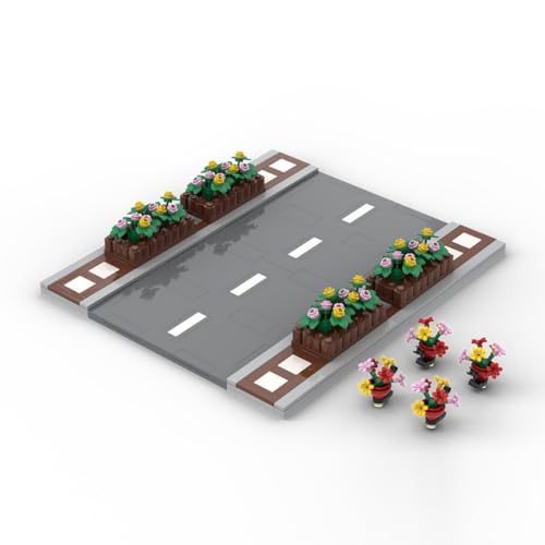 Stadtstraßen Bausteine Bausatz, MOC Straßen Auto Fahrradweg und Landschaftsergänzungs Erweiterungspaket für Fußgängerbrücke Dekoration und Fußgängerüberweg Modell (D) von Yozelux