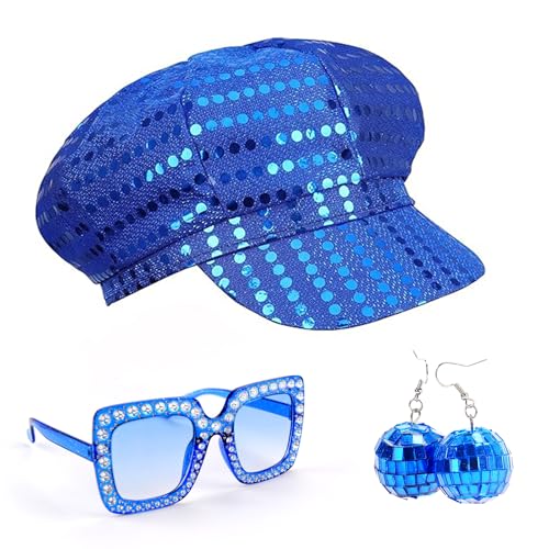 Yozexin 3 Stück 70er Jahre Paillettenhut Abba Hut Abba Zubehör Disco Kostüm Glitzer Abba Pailletten Baskenmütze Ohrringe Quadratisch Bling Sonnenbrille Retro für Frauen Mottoparty Geburtstag Tanz Yozexin 3 Stück 70er Jahre Paillettenhut Abba Hut Abba Zubehör Disco Kostüm Glitzer Abba Pailletten Baskenmütze Ohrringe Quadratisch Bling Sonnenbrille Retro für Frauen Mottoparty Geburtstag Tanz von Yozexin