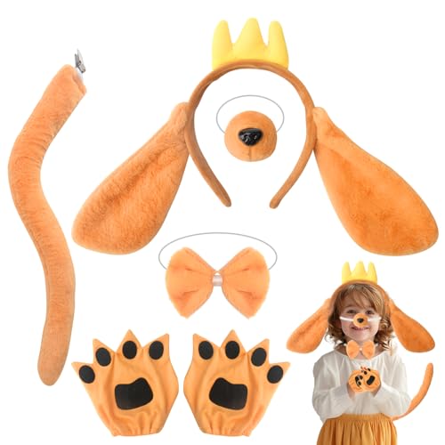 Yozexin 4-teiliges Hundemann-Kostüm-Set mit Hundeohren, Stirnband, Nase, Hunde-Krawatte und Hundehandschuhe für Kinder, Männer, Frauen, Weltbuchtag Yozexin 4-teiliges Hundemann-Kostüm-Set mit Hundeohren, Stirnband, Nase, Hunde-Krawatte und Hundehandschuhe für Kinder, Männer, Frauen, Weltbuchtag von Yozexin