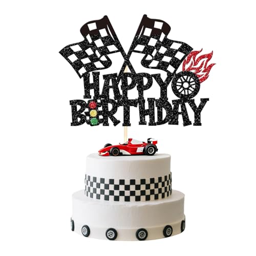 1 Stück Geburtstag Tortendeko, Happy Birthday Dekoration, Cake Deko für Jungen und Mädchen Geburtstagsfeier (Renn Auto) von Yphzmtz