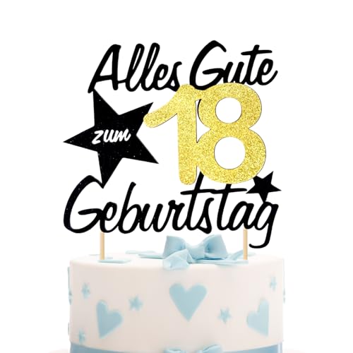 18 Geburtstag Torten Deko | Gold-Schwarz Cake Topper für Junge, Mädchen | Happy 18th Birthday & Alles Gute zum 18 Geburtstag | Perfekt für Kinder- & Jugendfeiern | Elegante Dekoration von Yphzmtz