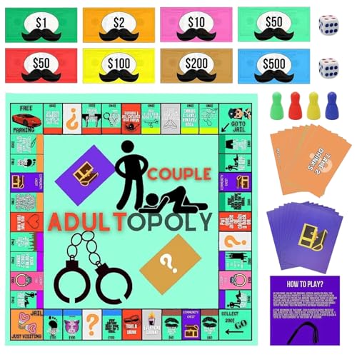 Adultopoly Brettspiel Paarspiele Brettspiele Paarspiele für Erwachsene Brettspiele für Paare Paarspielkarten für Paare Brettspiel-Requisiten zum Aufheizen der Gefühle für Erwachsene Paare von Yphzmtz