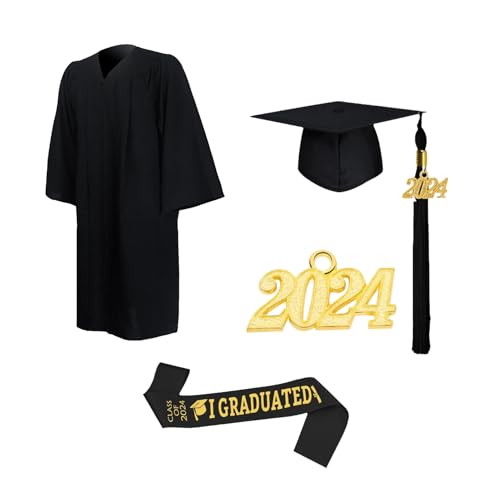 Yplkm Abschlusskleid und Mütze 2024, Unisex-Abschluss-Bachelor-Kostüm-Set für Erwachsene, Abschlussfeier der High School, Universität Yplkm Abschlusskleid und Mütze 2024, Unisex-Abschluss-Bachelor-Kostüm-Set für Erwachsene, Abschlussfeier der High School, Universität von Yplkm