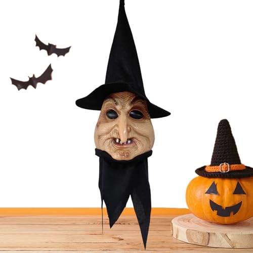 Yplkm Hexendekoration - Gruselige Hexenfigur Mit Leuchtenden Augen | Scherzartikel Mit Licht Und Ton Für Partyzubehör Halloween Dekoration Innenbereich von Yplkm
