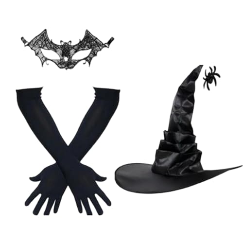 Yplkm Hexenhut - Mottoparty Hexen Hüte - Weitkrempiger Hut Kostüm Handschuhe Karneval Accessoires Damen Erwachsene Halloween Party Cosplay Maskerade Fotoprops Yplkm Hexenhut - Mottoparty Hexen Hüte - Weitkrempiger Hut Kostüm Handschuhe Karneval Accessoires Damen Erwachsene Halloween Party Cosplay Maskerade Fotoprops von Yplkm