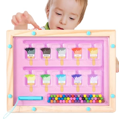 Yplkm Magnetisches farblich passendes Labyrinth, magnetische Kugeltafel - Magnetisches Stift-Puzzlespielzeug aus - Magnetisches Farbsortierspielzeug zur Entwicklung der Feinmotorik, Lernspielzeug für von Yplkm
