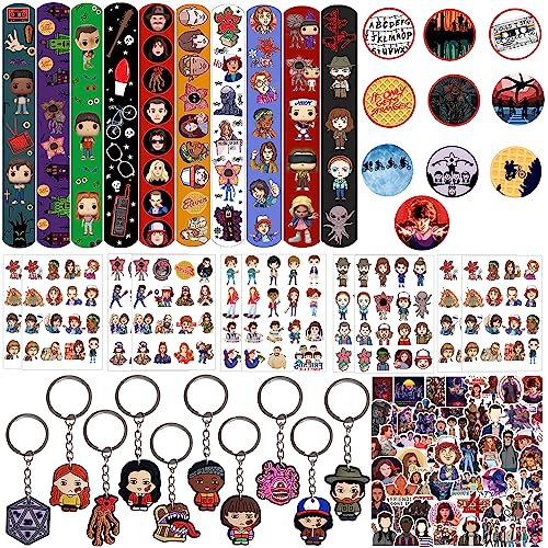 Yrmysrx Stranger Party Favors Geschenk-Set enthalten 10 Slap Armbänder, 10 Abzeichen, 10 Schlüsselanhänger, 10 Blatt temporäre Tattoo, 50 Aufkleber für Geburtstag Party Dinge liefert Yrmysrx Stranger Party Favors Geschenk-Set enthalten 10 Slap Armbänder, 10 Abzeichen, 10 Schlüsselanhänger, 10 Blatt temporäre Tattoo, 50 Aufkleber für Geburtstag Party Dinge liefert von Yrmysrx