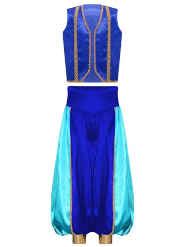 Yruioon Jungen Arabischer Prinz Kostüm Satin Weste + Haremshose Kinder Arabische Kleidung Flaschengeist Fasching Karneval Kostüm Himmelblau 110-116 Yruioon Jungen Arabischer Prinz Kostüm Satin Weste + Haremshose Kinder Arabische Kleidung Flaschengeist Fasching Karneval Kostüm Himmelblau 110-116 von Yruioon