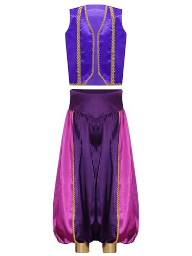 Yruioon Jungen Arabischer Prinz Kostüm Satin Weste + Haremshose Kinder Arabische Kleidung Flaschengeist Fasching Karneval Kostüm Lila 122-128 Yruioon Jungen Arabischer Prinz Kostüm Satin Weste + Haremshose Kinder Arabische Kleidung Flaschengeist Fasching Karneval Kostüm Lila 122-128 von Yruioon