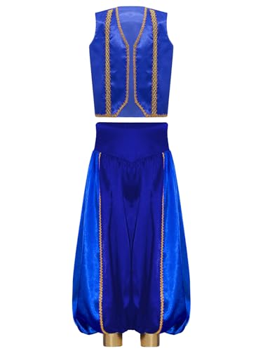 Yruioon Jungen Arabischer Prinz Kostüm Satin Weste + Haremshose Kinder Arabische Kleidung Flaschengeist Fasching Karneval Kostüm Royal Blau 110-116 Yruioon Jungen Arabischer Prinz Kostüm Satin Weste + Haremshose Kinder Arabische Kleidung Flaschengeist Fasching Karneval Kostüm Royal Blau 110-116 von Yruioon