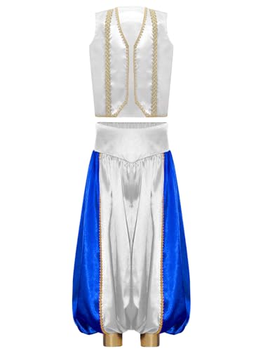 Yruioon Jungen Arabischer Prinz Kostüm Satin Weste + Haremshose Kinder Arabische Kleidung Flaschengeist Fasching Karneval Kostüm Weiß 122-128 Yruioon Jungen Arabischer Prinz Kostüm Satin Weste + Haremshose Kinder Arabische Kleidung Flaschengeist Fasching Karneval Kostüm Weiß 122-128 von Yruioon