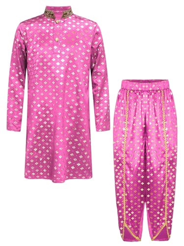 Yruioon Kinder Jungen Mädchen Indische Kleidung Langarm Tops Oberteile + Pumphose Arabische Kurta Set für Halloween Karneval Fasching Party Dunkel Rosa 170-176 Yruioon Kinder Jungen Mädchen Indische Kleidung Langarm Tops Oberteile + Pumphose Arabische Kurta Set für Halloween Karneval Fasching Party Dunkel Rosa 170-176 von Yruioon