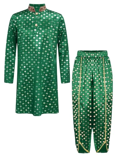 Yruioon Kinder Jungen Mädchen Indische Kleidung Langarm Tops Oberteile + Pumphose Arabische Kurta Set für Halloween Karneval Fasching Party Dunkelgrün 170-176 Yruioon Kinder Jungen Mädchen Indische Kleidung Langarm Tops Oberteile + Pumphose Arabische Kurta Set für Halloween Karneval Fasching Party Dunkelgrün 170-176 von Yruioon