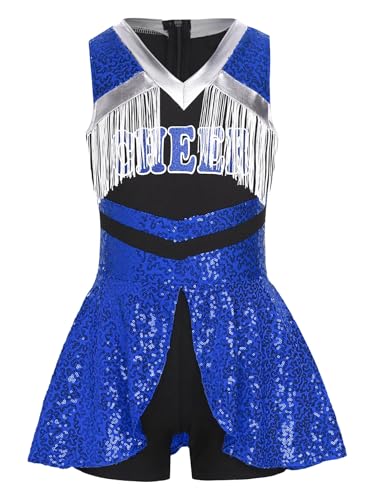 Yruioon Mädchen Cheer Leader Kostüm Ärmellos Cheerleading Kleid Glitzer Tanzkleid Cheerleading Uniform Halloween Karneval Fasching Partykleid Royal Blau 122-128 Yruioon Mädchen Cheer Leader Kostüm Ärmellos Cheerleading Kleid Glitzer Tanzkleid Cheerleading Uniform Halloween Karneval Fasching Partykleid Royal Blau 122-128 von Yruioon