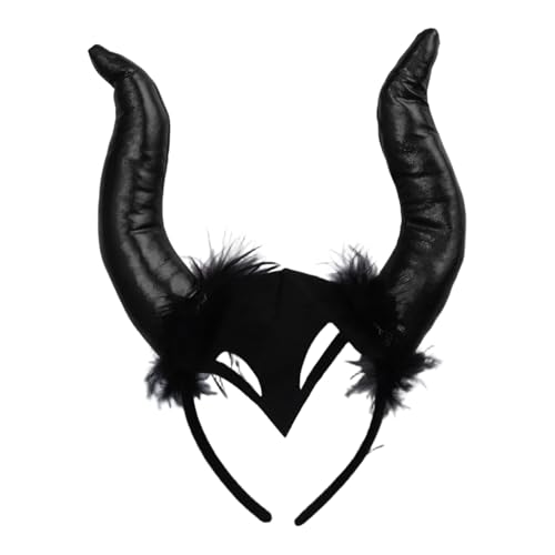 Yruioon Mädchen Hexe Haarreif Gothic Halloween Hörner Stirnband Kopfschmuck Halloween Karneval Fasching Accessoires Schwarz Einheitsgröße von Yruioon